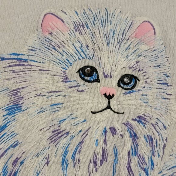 Vintage Faded Tag Women's Lesal West Inc. 1990 Cat Puffy Graphic Approx. Medium - Picture 4 of 9